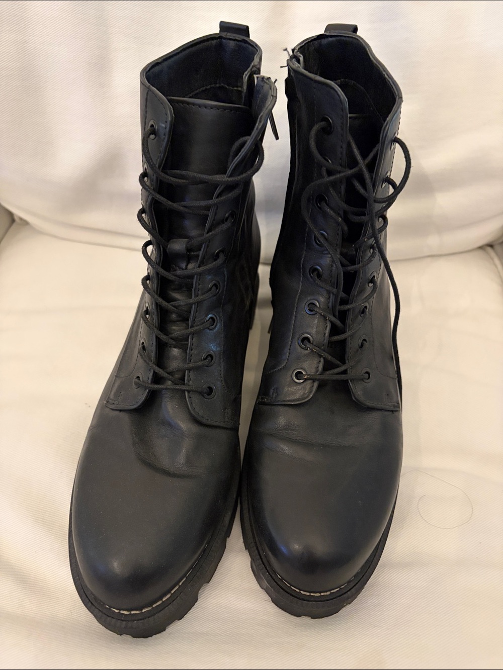Sam Edelman Black Lace-Up Combat Boots